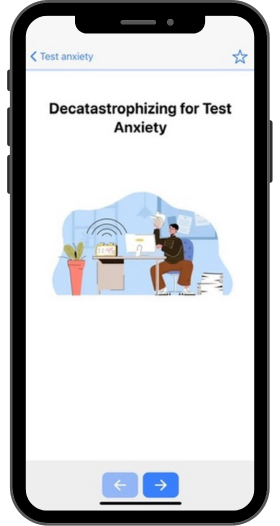 MindLyte screenshot: Decatastrophizing for Test Anxiety